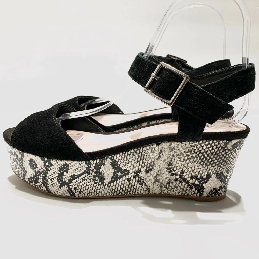 ANDRE ANIMAL PRINT SUEDE PLATFORM SANDALS